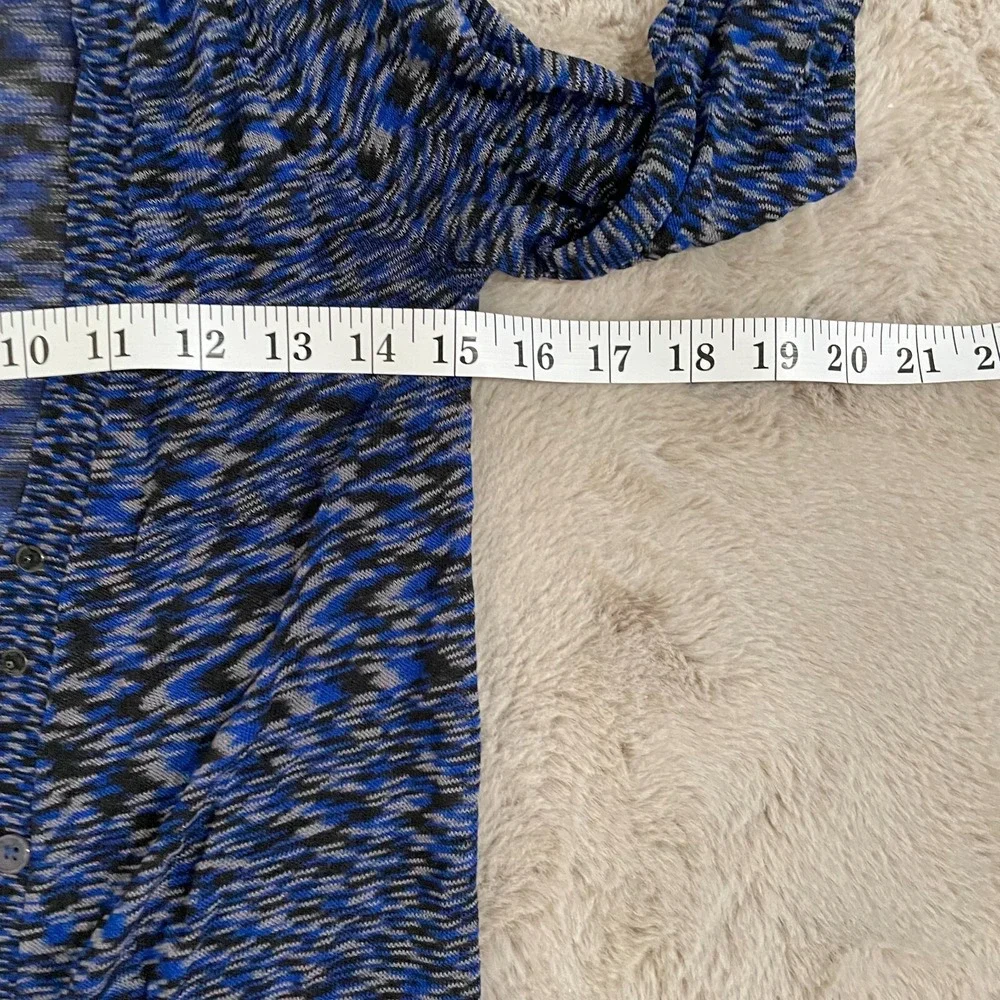 Free‎ People Women's XS Long Button-Down Cardigan Blue/Black Boho Minimalist